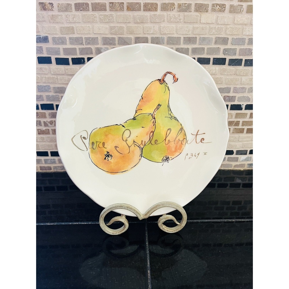 Crate & Barrel Pears Plate‎ Verona Fruit Plate 9"